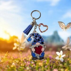 Gnome Keychain with Heart and Tassel